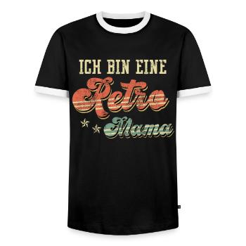 Retro Mama Vintage Mother Kids Grandma Mama - Men's Ringer Shirt - black/white - Front - AI Model Female 172 light (172cm) & AI Model Male 178 light (178cm)