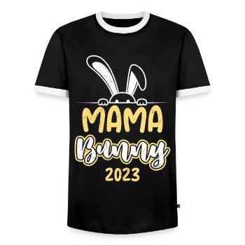 Maman Lapin 2023 tomber enceinte Mère Maman - T-shirt contrasté Homme - noir/blanc - Devant - AI Model Female 172 light (172cm) & AI Model Male 178 light (178cm)