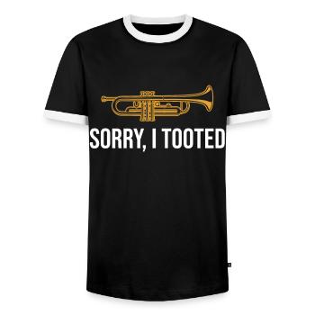 Trompette Trompette Trompettiste Joueur de Trompette Musique Orchestre - T-shirt contrasté Homme - noir/blanc - Devant - AI Model Female 172 light (172cm) & AI Model Male 178 light (178cm)