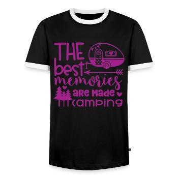 Camping Camper Natur lustiger Spruch - Männer Kontrast-T-Shirt - Schwarz/Weiß - Vorne - AI Model Female 172 light (172cm) & AI Model Male 178 light (178cm)