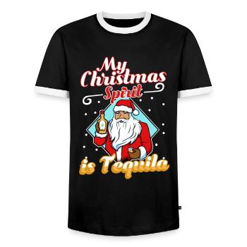 My christmas spirit is Tequila - Männer Kontrast-T-Shirt - Schwarz/Weiß - Vorne - AI Model Female 172 light (172cm) & AI Model Male 178 light (178cm)