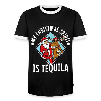 Mon de Noël est Tequila - T-shirt contrasté Homme - noir/blanc - Devant - AI Model Female 172 light (172cm) & AI Model Male 178 light (178cm)