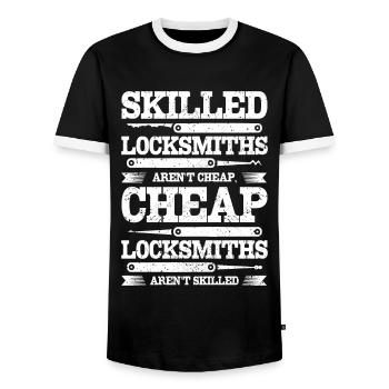 Skilled locksmiths aren't cheap - Men's Ringer Shirt - black/white - Front - AI Model Female 172 light (172cm) & AI Model Male 178 light (178cm)