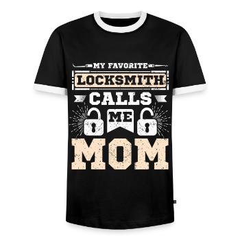 My favorite locksmith calls me mom - Men's Ringer Shirt - black/white - Front - AI Model Female 172 light (172cm) & AI Model Male 178 light (178cm)