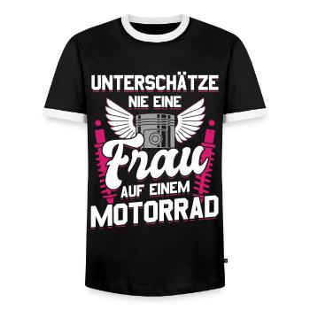 Motorbike Motorrad Enduro Motocross Biker Girl - Männer Kontrast-T-Shirt - Schwarz/Weiß - Vorne - AI Model Female 172 light (172cm) & AI Model Male 178 light (178cm)