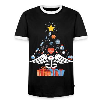 Weihnachten Santa Claus Merry Christmas - Men's Ringer Shirt - black/white - Front - AI Model Female 172 light (172cm) & AI Model Male 178 light (178cm)