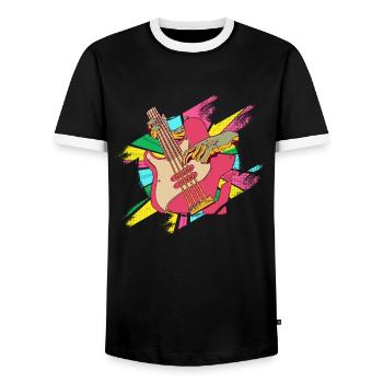 Basse Basse Bassiste Instrument de Musique Jouer Pop Art - T-shirt contrasté Homme - noir/blanc - Devant - AI Model Female 172 light (172cm) & AI Model Male 178 light (178cm)