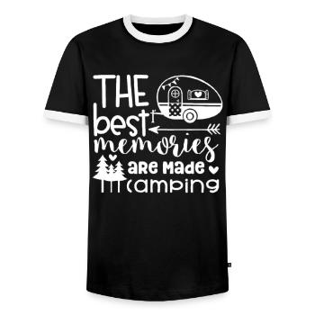 Camping Camper Nature dicton drôle - T-shirt contrasté Homme - noir/blanc - Devant - AI Model Female 172 light (172cm) & AI Model Male 178 light (178cm)