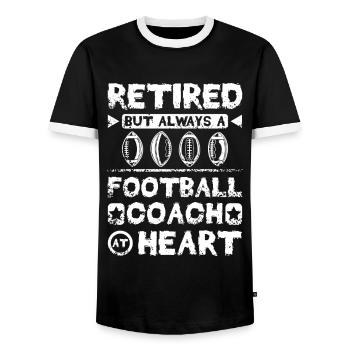 Retired but always a football coach at herat - Männer Kontrast-T-Shirt - Schwarz/Weiß - Vorne - AI Model Female 172 light (172cm) & AI Model Male 178 light (178cm)