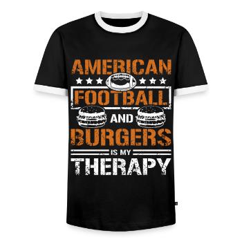 American football and burger is my therapy - Männer Kontrast-T-Shirt - Schwarz/Weiß - Vorne - AI Model Female 172 light (172cm) & AI Model Male 178 light (178cm)