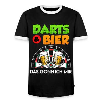 Fléchettes & bière que je m’offre aux joueurs de fléchettes - T-shirt contrasté Homme - noir/blanc - Devant - AI Model Female 172 light (172cm) & AI Model Male 178 light (178cm)