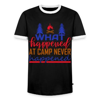 What happens in the camp Nature Outdoor Mountains - Men's Ringer Shirt - black/white - Front - AI Model Female 172 light (172cm) & AI Model Male 178 light (178cm)