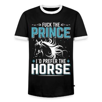Cavalier Équitation Chevaux - T-shirt contrasté Homme - noir/blanc - Devant - AI Model Female 172 light (172cm) & AI Model Male 178 light (178cm)