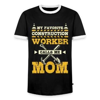 Mon ouvrier de la construction préféré m’appelle maman - T-shirt contrasté Homme - noir/blanc - Devant - AI Model Female 172 light (172cm) & AI Model Male 178 light (178cm)