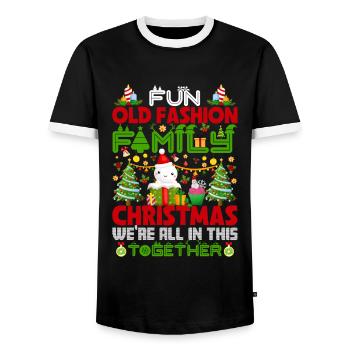 Old Fashion Family Christmas Christmas Season - Men's Ringer Shirt - black/white - Front - AI Model Female 172 light (172cm) & AI Model Male 178 light (178cm)