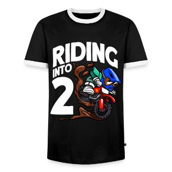 Fahren in 2 Geburtstag Fahrer Motocross Geburtstag - Männer Kontrast-T-Shirt - Schwarz/Weiß - Vorne - AI Model Female 172 light (172cm) & AI Model Male 178 light (178cm)