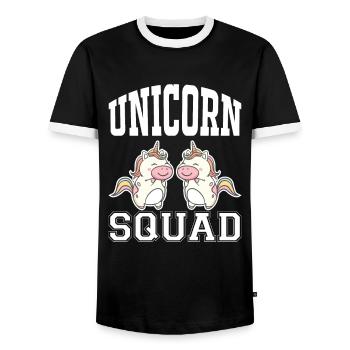 Einhorn Squad Unicorn - Men's Ringer Shirt - black/white - Front - AI Model Female 172 light (172cm) & AI Model Male 178 light (178cm)