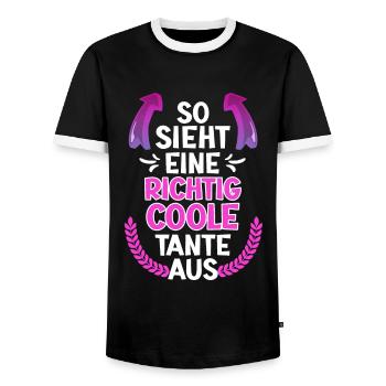 So sieht eine coole Tante aus Beste Tante - Männer Kontrast-T-Shirt - Schwarz/Weiß - Vorne - AI Model Female 172 light (172cm) & AI Model Male 178 light (178cm)