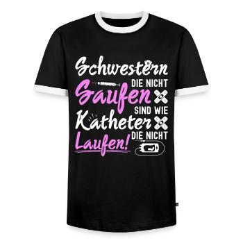 Schwestern die nicht saufen für Krankenschwester - Männer Kontrast-T-Shirt - Schwarz/Weiß - Vorne - AI Model Female 172 light (172cm) & AI Model Male 178 light (178cm)