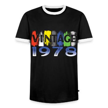 Vintage 1978 Retro Bitrthday Edition Limitée - T-shirt contrasté Homme - noir/blanc - Devant - AI Model Female 172 light (172cm) & AI Model Male 178 light (178cm)