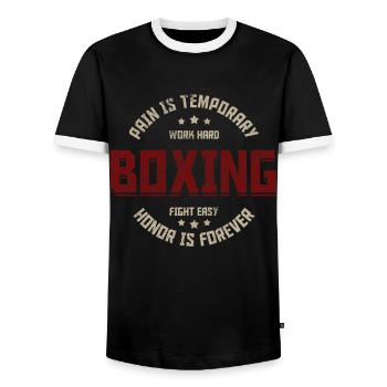 Boxen Arts Martiaux Boxe Boxe Club Boxer - T-shirt contrasté Homme - noir/blanc - Devant - AI Model Female 172 light (172cm) & AI Model Male 178 light (178cm)