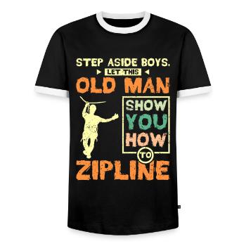 Laissez ce vieil homme vous montrer comment faire de la tyrolienne - T-shirt contrasté Homme - noir/blanc - Devant - AI Model Female 172 light (172cm) & AI Model Male 178 light (178cm)