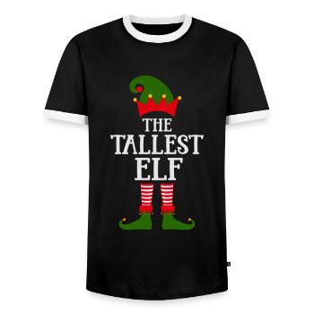 The largest elf Norwegian pattern - Men's Ringer Shirt - black/white - Front - AI Model Female 172 light (172cm) & AI Model Male 178 light (178cm)