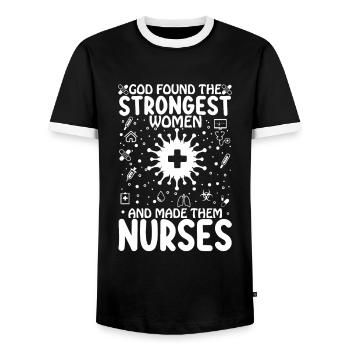 Strong nurse - Men's Ringer Shirt - black/white - Front - AI Model Female 172 light (172cm) & AI Model Male 178 light (178cm)