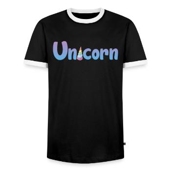 Einhorn Unicorn - Men's Ringer Shirt - black/white - Front - AI Model Female 172 light (172cm) & AI Model Male 178 light (178cm)