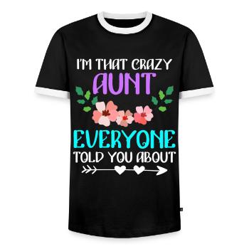 Verrückte Tante vor der alle warnen beste Tante - Männer Kontrast-T-Shirt - Schwarz/Weiß - Vorne - AI Model Female 172 light (172cm) & AI Model Male 178 light (178cm)
