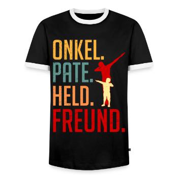Onkel Pate Held Freund Onkel - Männer Kontrast-T-Shirt - Schwarz/Weiß - Vorne - AI Model Female 172 light (172cm) & AI Model Male 178 light (178cm)