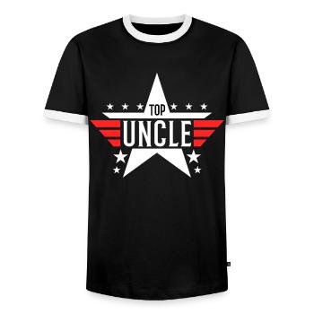 Top Uncle - Men's Ringer Shirt - black/white - Front - AI Model Female 172 light (172cm) & AI Model Male 178 light (178cm)