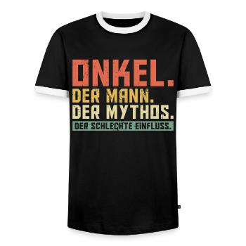 Onkel der Mann der Mythos die Legende - Männer Kontrast-T-Shirt - Schwarz/Weiß - Vorne - AI Model Female 172 light (172cm) & AI Model Male 178 light (178cm)