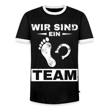 Pferd Reiter Reiten Pferde Liebe - Männer Kontrast-T-Shirt - Schwarz/Weiß - Vorne - AI Model Female 172 light (172cm) & AI Model Male 178 light (178cm)
