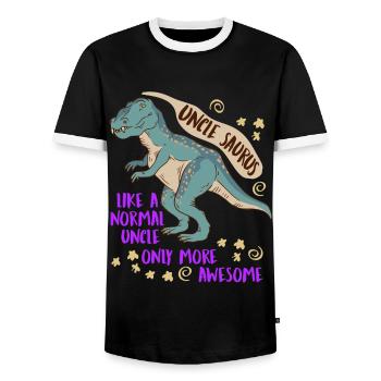 Onkel Saurus wie normaler Onkel nur cooler - Männer Kontrast-T-Shirt - Schwarz/Weiß - Vorne - AI Model Female 172 light (172cm) & AI Model Male 178 light (178cm)