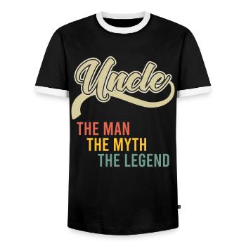 Onkel der Mann der Mythos die Legende - Männer Kontrast-T-Shirt - Schwarz/Weiß - Vorne - AI Model Female 172 light (172cm) & AI Model Male 178 light (178cm)