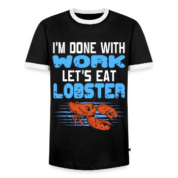J’en ai fini avec le travail permet de manger du homard - T-shirt contrasté Homme - noir/blanc - Devant - AI Model Female 172 light (172cm) & AI Model Male 178 light (178cm)