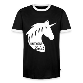 Unicorns exist Unicorn - Men's Ringer Shirt - black/white - Front - AI Model Female 172 light (172cm) & AI Model Male 178 light (178cm)