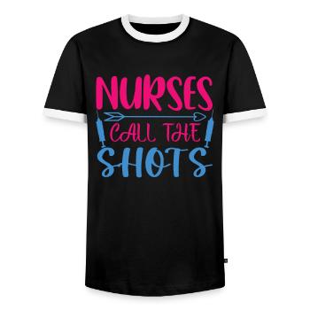 Krankenschwester Krankenhaus Not - Männer Kontrast-T-Shirt - Schwarz/Weiß - Vorne - AI Model Female 172 light (172cm) & AI Model Male 178 light (178cm)