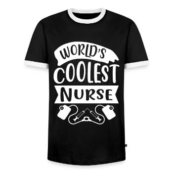 L’infirmière la plus cool du monde - T-shirt contrasté Homme - noir/blanc - Devant - AI Model Female 172 light (172cm) & AI Model Male 178 light (178cm)