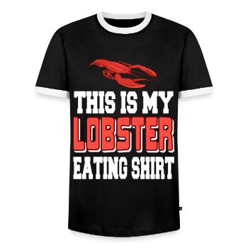 C’est mon homard qui mange - T-shirt contrasté Homme - noir/blanc - Devant - AI Model Female 172 light (172cm) & AI Model Male 178 light (178cm)