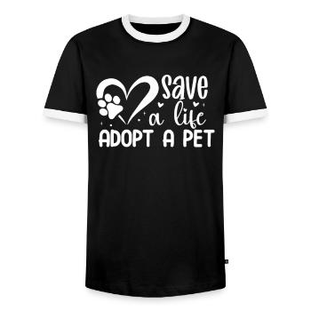 Sauver une vie Adopter un animal de compagnie - T-shirt contrasté Homme - noir/blanc - Devant - AI Model Female 172 light (172cm) & AI Model Male 178 light (178cm)
