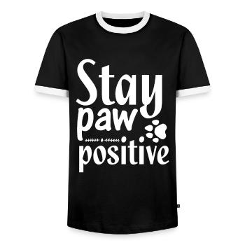 Stay positive paw - Men's Ringer Shirt - black/white - Front - AI Model Female 172 light (172cm) & AI Model Male 178 light (178cm)