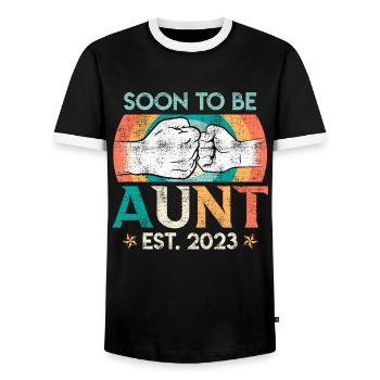 Ich werde Tante 2023 Bald Tante Beste Tante - Männer Kontrast-T-Shirt - Schwarz/Weiß - Vorne - AI Model Female 172 light (172cm) & AI Model Male 178 light (178cm)