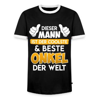 Der coolste Onkel der Welt Onkel Spruch - Männer Kontrast-T-Shirt - Schwarz/Weiß - Vorne - AI Model Female 172 light (172cm) & AI Model Male 178 light (178cm)