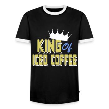 King of iced coffee - Men's Ringer Shirt - black/white - Front - AI Model Female 172 light (172cm) & AI Model Male 178 light (178cm)