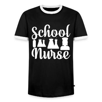 School nurse - Men's Ringer Shirt - black/white - Front - AI Model Female 172 light (172cm) & AI Model Male 178 light (178cm)