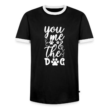 You, me and the dogs - Men's Ringer Shirt - black/white - Front - AI Model Female 172 light (172cm) & AI Model Male 178 light (178cm)