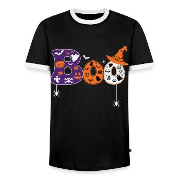 Horror Witch Horror Film Festival + Halloween - Men's Ringer Shirt - black/white - Front - AI Model Female 172 light (172cm) & AI Model Male 178 light (178cm)