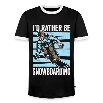 Snowboarder Ich würde lieber snowboarden - Männer Kontrast-T-Shirt - Schwarz/Weiß - Vorne - AI Model Female 172 light (172cm) & AI Model Male 178 light (178cm)